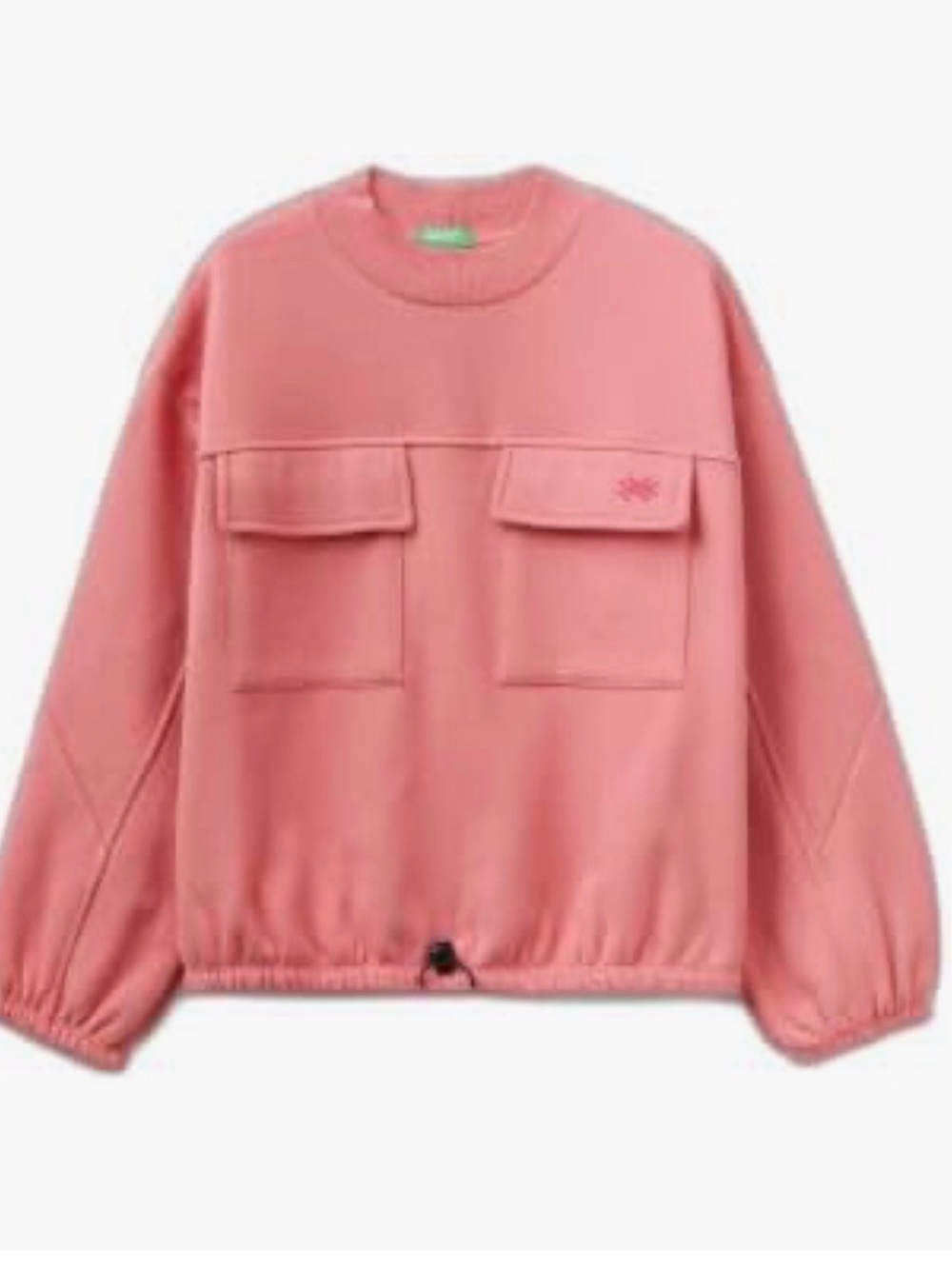 United Colors Of Benetton Pink Crewneck Sweater with Front Flap Pockets